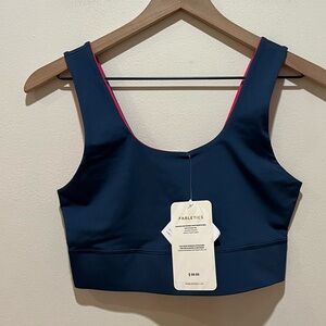NWT Fabletics Blue & Pink Harlow Reversible Midi Sports Bra - Women’s Size Small
